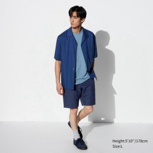 Uniqlo Linen Blend Men Shorts Navy US | JVXA-80239