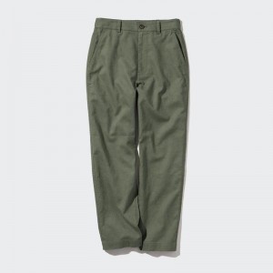 Uniqlo Linen Cotton Blend Tapered Women Trousers Olive US | JMFW-91427