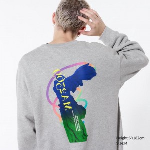 Uniqlo Louvre Archive UT Graphic Men Sweatshirt Grey US | QIVD-48079