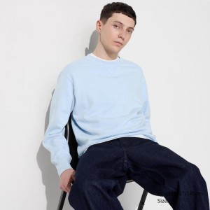 Uniqlo Men Sweatshirt Light Blue US | OEVC-04976