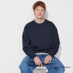 Uniqlo Men Sweatshirt Navy US | GIXW-19842