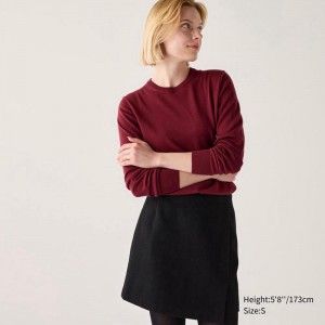 Uniqlo Merino Crew Neck Women Jumper Wine US | OKDT-82065