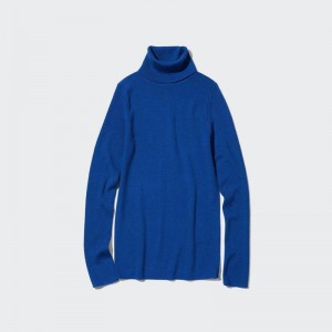 Uniqlo Merino Ribbed Women Jumper Blue US | RIVB-38679