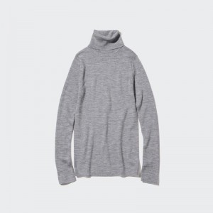 Uniqlo Merino Ribbed Women Jumper Grey US | MAQE-07462