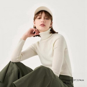 Uniqlo Merino Ribbed Women Jumper Off White US | UGMZ-73546