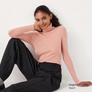 Uniqlo Merino Ribbed Women Jumper Pink US | KGAC-82670