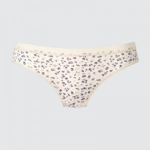 Uniqlo Mid Rise (Flowers) Women Briefs Off White US | JAYG-18025