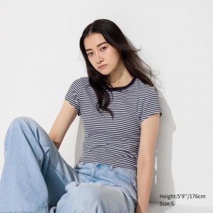 Uniqlo Mini (Stripe) Women T-Shirts Navy US | RALV-32196