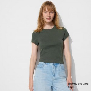 Uniqlo Mini Women T-Shirts Dark Green US | XESN-82059