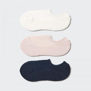 Uniqlo No-Show (3 Pairs) Women Socks Tights Off White US | CYRK-60521