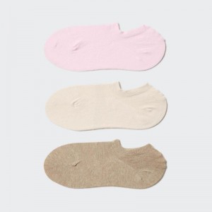 Uniqlo No-Show (Mesh, 3 Pairs) Women Socks Tights Pink US | ZCDR-81963