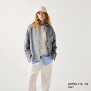 Uniqlo Oversized Short Women Jackets Grey US | JBNU-78461