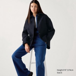 Uniqlo Oversized Short Women Jackets Navy US | WDFI-98451