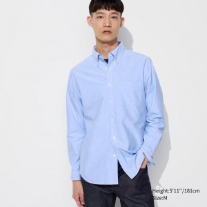 Uniqlo Oxford (Slim Fit) Men Shirts Blue US | WZRV-41260