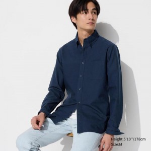 Uniqlo Oxford (Slim Fit) Men Shirts Navy US | YWXL-15038