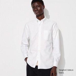 Uniqlo Oxford (Slim Fit) Men Shirts Off White US | RZBP-69574