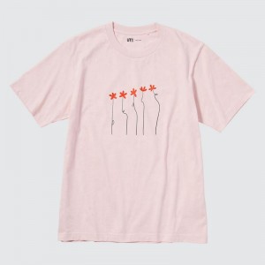 Uniqlo PEACE FOR ALL Graphic (Hana Tajima) Men T-Shirt Pink US | KBJO-45867