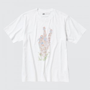 Uniqlo PEACE FOR ALL Graphic (Jonathan Anderson) Men T-Shirt White US | VNMU-64138