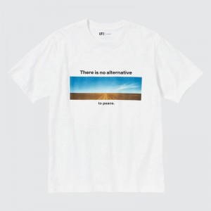 Uniqlo PEACE FOR ALL Graphic (Wim Wenders) Men T-Shirt White US | HGFT-71496