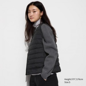 Uniqlo PUFFERTECH Compact Women Vests Black US | BJSG-91453