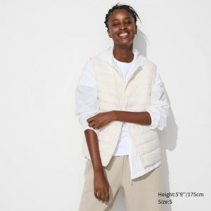 Uniqlo PUFFERTECH Compact Women Vests Off White US | ZNXE-54239