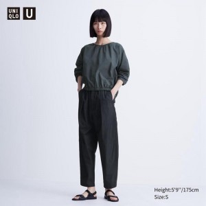 Uniqlo Parachute Cropped (Long) Women Trousers Black US | UHKS-64189