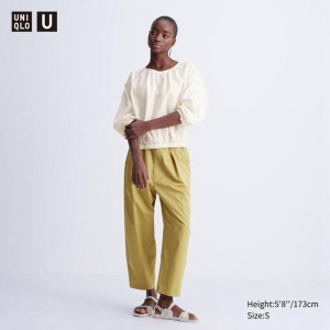 Uniqlo Parachute Cropped Women Trousers Yellow US | TKFM-36781