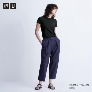 Uniqlo Parachute Cropped Women Trousers Blue US | JKPC-86742