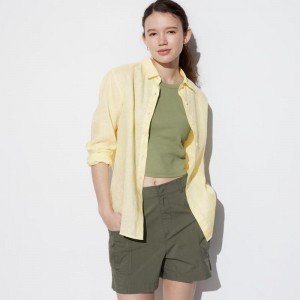 Uniqlo Premium Linen Women Shirts Yellow US | PEIX-05842