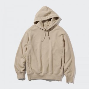 Uniqlo Pullover Men Hoodie Beige US | NOGJ-51934