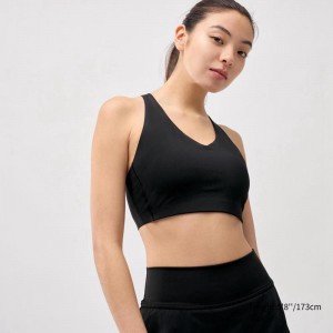 Uniqlo Racer Back Wireless Active Women Bras Black US | ZOHM-58134