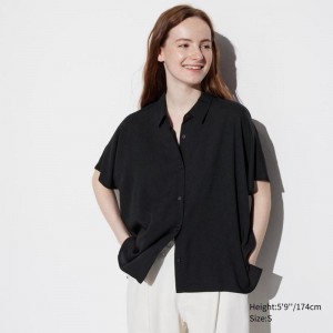 Uniqlo Rayon Women Blouse Black US | MBSU-95316