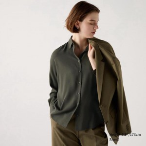 Uniqlo Rayon Women Blouse Olive US | OVGE-02786