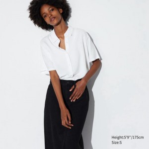 Uniqlo Rayon Women Blouse White US | FYPE-43579