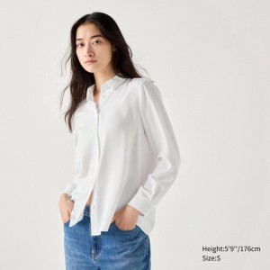 Uniqlo Rayon Women Blouse White US | QMJP-82607