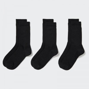 Uniqlo (Ribbed, 3 Pairs) Women Socks Tights Black US | CUBN-13085