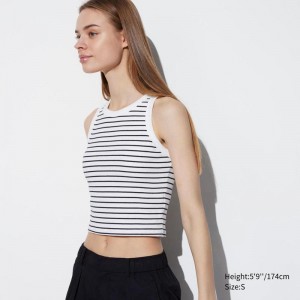 Uniqlo Ribbed Cropped Fit Women Tank Tops Off White US | UJMY-89127