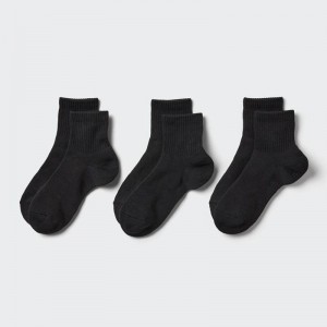 Uniqlo (Ribbed Pile, 3 Pairs) Women Socks Tights Black US | GPLJ-82935