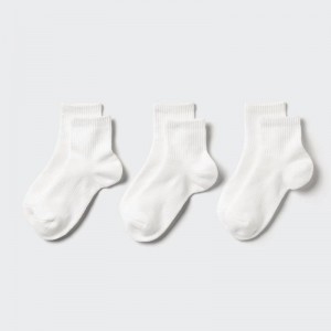 Uniqlo (Ribbed Pile, 3 Pairs) Women Socks Tights White US | XFVA-32501