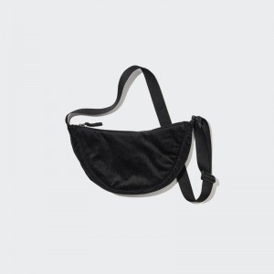 Uniqlo Round Mini (Corduroy) Women Shoulder Bag Black US | PVXB-31249