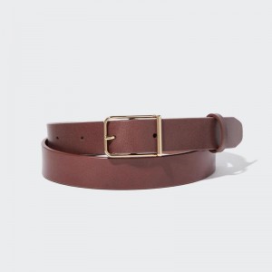 Uniqlo Rounded Square Buckle Women Belt Brown US | UMBE-13956