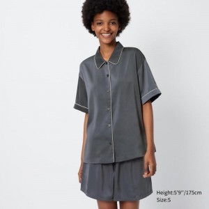 Uniqlo Satin (Short Sleeve) Women Pyjamas Grey US | NCRJ-67012