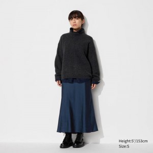 Uniqlo Satin (Short) Women Skirts Navy US | PQWV-46537