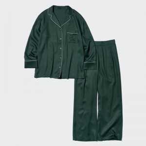 Uniqlo Satin Women Pyjamas Dark Green US | XIRQ-18653