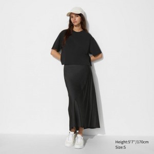 Uniqlo Satin Women Skirts Black US | AXMH-71859