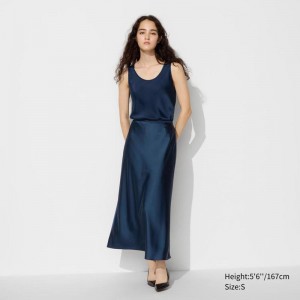 Uniqlo Satin Women Skirts Navy US | IDLM-69042