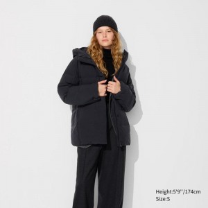 Uniqlo Seamless Down Short Women Coats Black US | MKQZ-87219