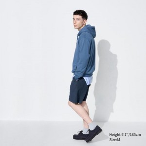 Uniqlo Seersucker Stretch Easy Men Shorts Navy US | QARK-56392