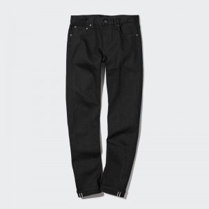 Uniqlo Selvedge Stretch Slim Fit Men Jeans Black US | KXJF-21459