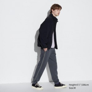 Uniqlo Side Stripe (Long) Men Joggers Dark Grey US | NHWJ-58792